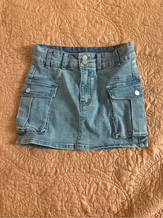 Dresses & Skirts - Light Wash Denim Cargo Mini Skirt